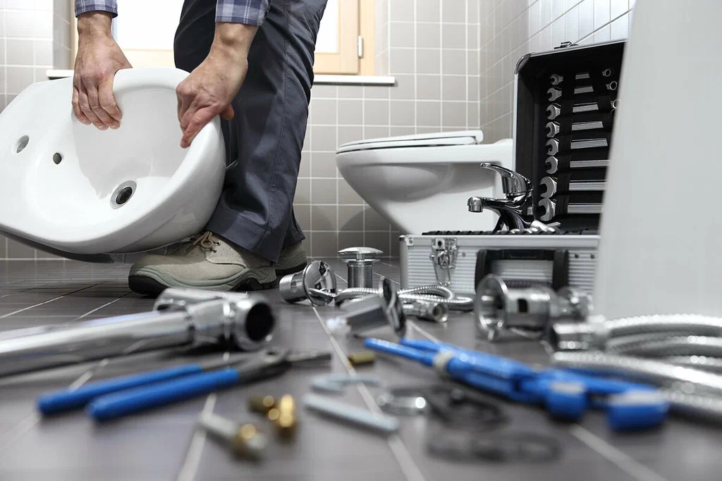 Plumbing tools prepared for a bathroom repair in Zephyrhills
