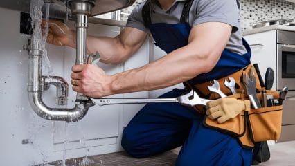 Technician using electronic equipment to detect a plumbing leak in Zephyrhills